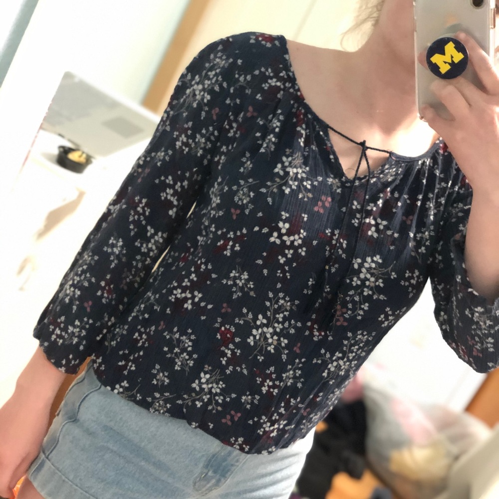 Navy Flowery shirt